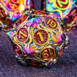 KERWELLSI Metal DND Zar Seti D & D, 7 Adet Doğa Üzüm Yaprak Zindanlar ve Ejderhalar Hediye Kutusu ile Rol Yapan Zarlar, Gökkuşağı Kırmızı Çokyüzlü El Yapımı RPG D ve D Oyun Zar D20 D12 D10 D8 D6 D4