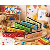 Kesene 2 Adet Çocuklar İçin Ahşap Mızıka Çocuk Oyuncağı Renkli Desenli Müzik Aleti Eğitici Eğlenceli Hediye