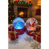 Kesene 2 Adet Led Işıklı 6,5 cm Yılbaşı Çam Ağacı & Noel Baba Kar Küresi Seti Yeni Yılın En Güzel Hediyesi