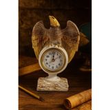Kesene Çalışma Alanınıza Şıklık Katan Güçlü İhtişamlı Beyaz - Altın Renkli Kartal Masa Saati Biblo 21x13 Cm