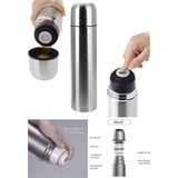 Kesene Çay Kahve Kamp Piknik Termosu 12 Saate Kadar Sıcak Soğuk Tutma 1 Lt Çift Katmanlı Çay Kahve Kamp Piknik TERMOSU SUS304 Çelik Inox Termos - Gri