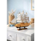 Kesene Dekoratif Premium Ahşap El Yapımı Yelkenli Gemi Maketi Masa Üstü Biblo 24 x 24 CM Ahşap Renk 529 EB