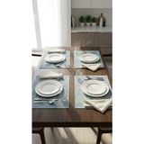 Kesene Göre %100 Pamuk Simli Kumaş Mavi Desenli 4 Adet Amerikan Servis 35X45 - 35 x 45