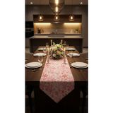 Kesene Göre %100 Pamuk Simli Kumaş Pembe Desenli Üçgen Runner 40X150 - 40 x 150 cm