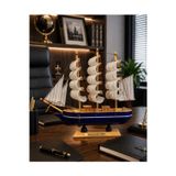 Kesene İsime Kişiye Özel Dekoratif Premium Ahşap El Yapımı Yelkenli Gemi Maketi 30 x 30CM Biblo Hediye 530D