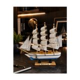 Kesene İsime Kişiye Özel Dekoratif Premium Ahşap El Yapımı Yelkenli Gemi Maketi 30 x 30CM Biblo Hediye 530E