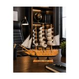 Kesene İsime Kişiye Özel Dekoratif Premium Ahşap El Yapımı Yelkenli Gemi Maketi 30 x 30CM Biblo Hediye 530F