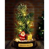 Kesene İsime Kişiye Özel Yeni Yıl Ruhunu Yansıtan Led Işıklı Fanus Yılbaşı Dekoru Noel Baba Çam Ağacı Figür