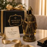 Kesene Prestij Güç Sembolü Tarihi Osmanlı Zırhlı Pelerinli Savaşçı Asker Biblo anlamlı Hediye Gold 28 cm