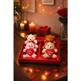 Kesene Sevgililer Günü Hediye Kutusu 4 Adet I Love You Temalı Peluş Ayıcıklı Romantik Hediye Seti Kutusu