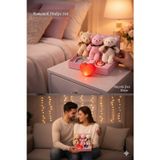 Kesene Sevgililer Gününe Romantik 3 Lü Hediye Seti İstiridye İnci Kolye 3 Adet Mini Peluş Ayı & Işıklı Kalp