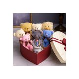 Kesene Sevgiliye En Tatlı Hediye Seti Peluş Ayıcık Kalpli Kutuda 7 Mini Peluş Ayıcık Işıklı Kar Küresi Seti