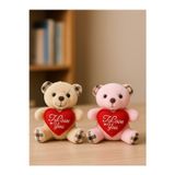 Kesene Sevgiliye Özel Günlere Hediye 2 Adet Sevimli Mini Peluş Ayıcık Kalpli 'I Love You' Mesajlı 11x9 CM
