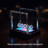 Kesene Stres Azaltıcı Ofis Masa Dekoru 5 Toplu Renkli LED Işıklı Newton Denge Topları Dekoratif Hediye