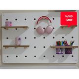 Keşif Ağacı - Petek: Montessori Ahşap Duvar Organizatörü (Delikli Pano)