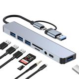 KESIJIE USB C Hub, 8 in 2 USB Multiport Adaptörü, USB 3.0, 3 x USB 2.0, USB C SD/TF Kart Okuyucu, MacBook Air/Pro, Dizüstü Bilgisayar, Bilgisayar, iMac, iPad için 3.5mm Ses Bağlantı Noktası USB Adaptörü