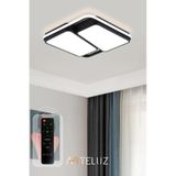 Kesik Kare Model Modern Plafonyer Avize 50x50 Cm Siyah - Altın