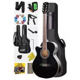 Kesik Kasa Siyah Akustik Gitar, 4/4 Yetişkin Modeli
