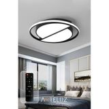 Kesik Yuvarlak Model Modern Plafonyer Avize 50 Cm Siyah