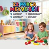 Kesilebilir Meyve Ve Sebzeler! 22 Parça Cırt Cırt Mekanizmalı Eğitici Oyuncak Mutfak Seti
