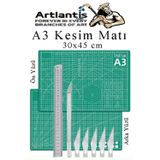 Kesim Matı A3 Kretuar Seti ve Çelik Cevel 30 Cm 1 Adet 30x45 cm Çift Taraflı Çizim Matı Kesme Madı Kesim Tablası Kesim A