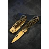 Keskin Adam SDR-1105B 15 CM Paslanmaz Çelik Kamp Outdoor Mini Cep Çakı Karabinalı Gold Altın Renk
