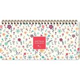 Keskin Çiçek Desenli Spiralli Planner 13x27 cm Krem Renkli 1 Adet Haftalık Planlayıcı