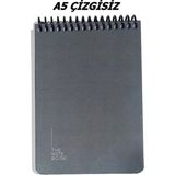 Keskin Color 14X20 cm A5 Çizgisiz 96 Yaprak Telli Sert Karton Kapak Defter The Notebook Gri Tek Ebat Orta Boy Spiralli Çizgisiz Not Defteri Sert A5 96 Yaprak