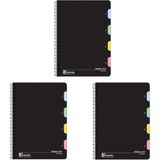 Keskin Color 17X24 cm 120 Yp Kareli Pp Kapak Spiralli 4 Bölmeli Premier Defter (4X30 Sayfa) - 3 'lü Paket