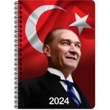 Keskin Color 2024 Atatürk Günlük Spiralli Ajanda Cumhurbaşkanı 17 x 24 CM