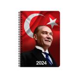 Keskin Color 2024 Atatürk Günlük Spiralli Ajanda Cumhurbaşkanı 17X24 - Çok Renkli - Standart