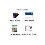 KESKİN COLOR 2024 YILI 3 KİŞİLİK BÜRO SET (3 ER ADET AJANDA-SÜMEN-ÜÇGEN TAKVİM) 1 ADET DUVAR TAKVİMİ