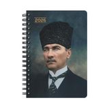 Keskin Color 2026 - 17X24 Atatürk Günlük Spiralli Ajanda - Başkomutan - Siyah - Açık - Gri