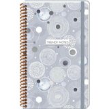 Keskin Color 410233-99 Sert Kapak Spiralli Beads Silver 13x21 cm 80 Yaprak Çizgili Not Defteri
