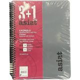 Keskin Color Asist 3+1 Ayraçlı Defter Pp Kapak 16.5x 22.5 cm 100 Yaprak ( 3 Kare+ 1 Çizgili ) - Gri
