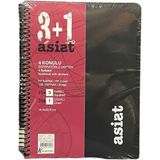 Keskin Color Asist 3+1 Ayraçlı Defter Pp Kapak 16.5x 22.5 cm 100 Yaprak ( 3 Kare+ 1 Çizgili ) - Siyah