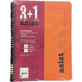 Keskin Color Asist 3+1 Ayraçlı Defter Pp Kapak 16.5x 22.5 cm 100 Yaprak ( 3 Kare+ 1 Çizgili ) - Turuncu