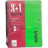 Keskin Color Asist 3+1 Ayraçlı Defter Pp Kapak 16.5x 22.5 cm 100 Yaprak ( 3 Kare+ 1 Çizgili ) - Yeşil