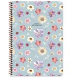 Keskin Color Çiçek Spiralli Mavi Karton Kapak 80 Yaprak A4 Kareli Defter