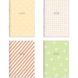 Keskin Color Karton Kapak Hafif Kağıt Mercan 2 Çizgili + 2 Düz 14x20 cm 24 Yaprak 4'lü Defter