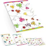 Keskin Color Kelebek Desenli Fly A4 60 Yaprak Plastik Kapak Kareli Defter