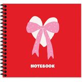 Keskin Color Keskin 16X15 Çizgili Spiralli Sert Kapak Romantik Defter - Kırmızı Kurdele - 1 Adet - --