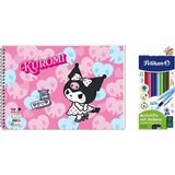 Keskin Color Kuromi 17*25 15 Yp. Spiralli Resim Defteri - Pelikan 12LI Silgili Kuru Boya 2'li Set - 1 Adet - --