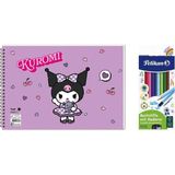 Keskin Color Kuromi 17*25 15 Yp. Spiralli Resim Defteri - Pelikan 12LI Silgili Kuru Boya 2'li Set 3 - 1 Adet - --