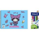 Keskin Color Kuromi 17*25 15 Yp. Spiralli Resim Defteri - Pelikan 12LI Silgili Kuru Boya 2'li Set 4 - 1 Adet - --