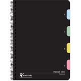Keskin Color Premier Siyah Plastik Kapak 4 Bölmeli 120 Yaprak 17x24 cm Çizgili Spiralli Defter