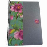Keskin Color Uni Flowers A4 100 Yaprak Kareli Plastik Kapak Çiçek Gri Spiralli Defter