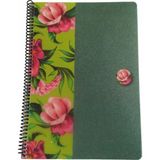 Keskin Color Uni Flowers A4 80 Yaprak Çizgili Plastik Kapak Çiçek Yeşil Spiralli Defter