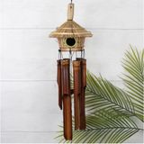 Keskin Hediyelik Ahşap Bambu Kuş Evi Rüzgar Çanı Balkon Bahçe Teras Kapı Süsü
