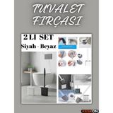 Keskon 2’li Set Tuvalet Fırçası – Siyah & Beyaz Silikon, Bükülebilir ve Pratik Wc/klozet Fırçası - Siyah - Beyaz